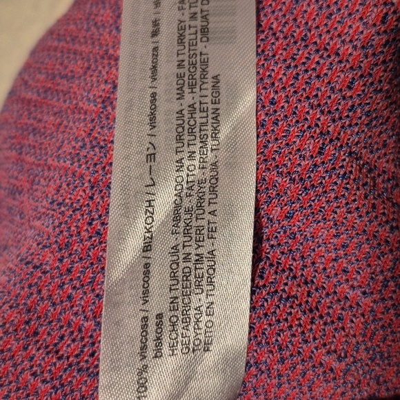 Zara women's size Small short sleeve sweater blue pink & red geometric design - Picture 6 of 6